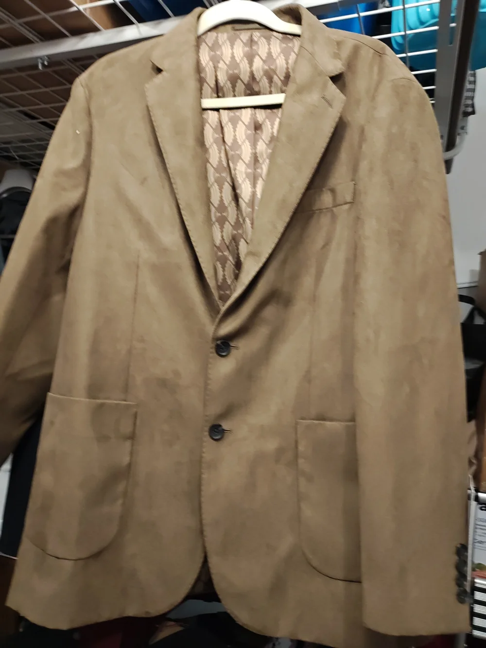 Men's Tan Suede-Style Blazer Sport Coat
